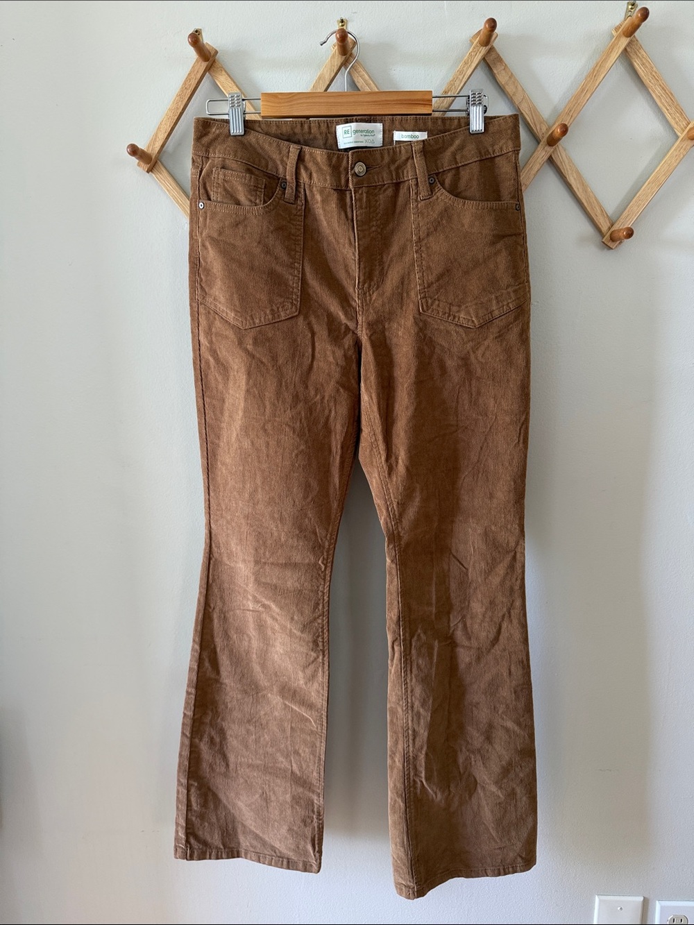 REgeneration Celebrity Pink Brown Corduroy Flare Pants Bamboo 13/31